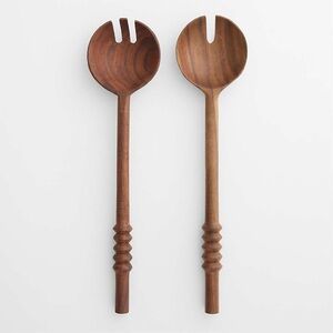 Crate & Barrel Acacia Burke Salad Servers